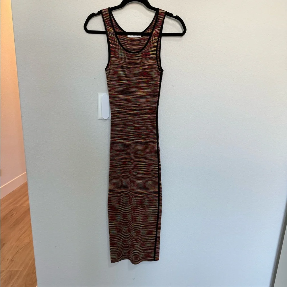 SANDRO Paris Roselia Knit Bodycon Black Red Space Dye Tank Dress Size 2 - Picture 5 of 15